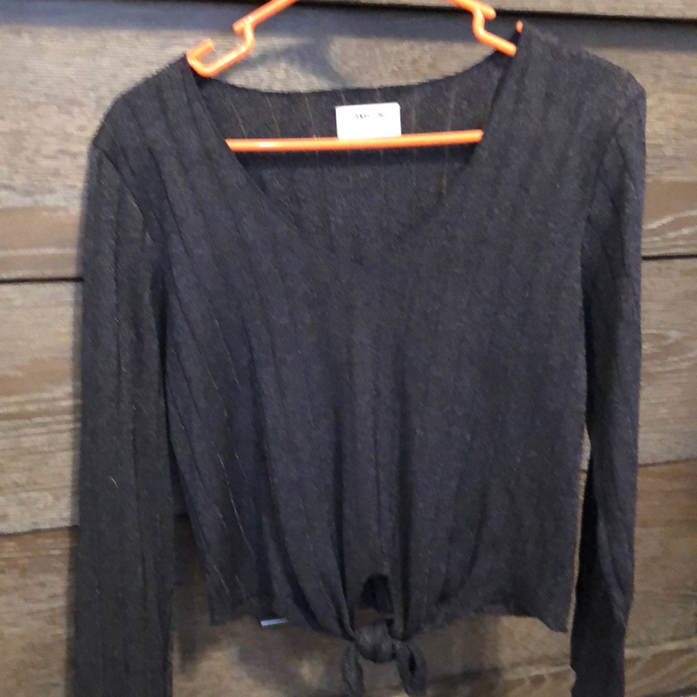 Black and gold metallic shirt/sweater with tie